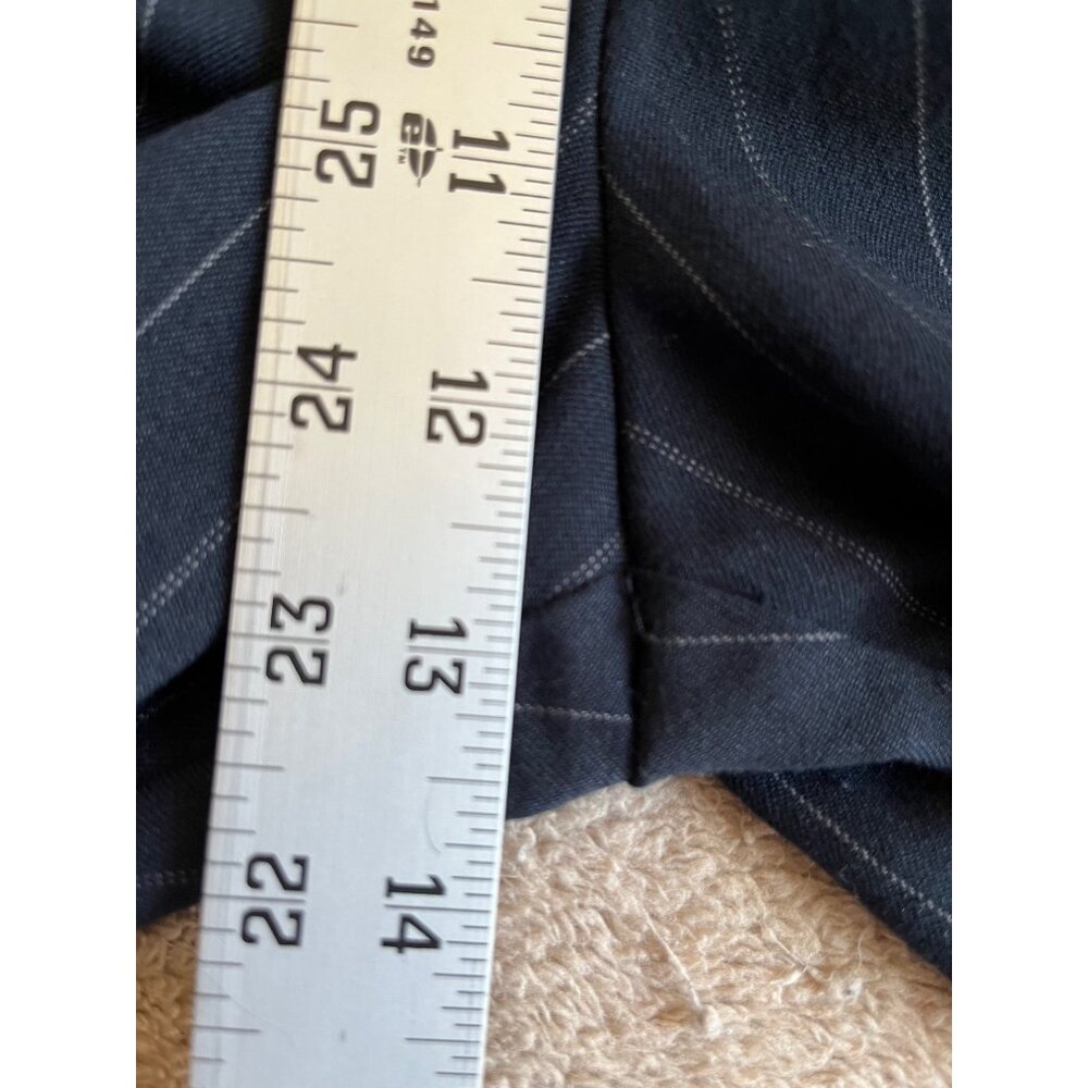 MNG Casual Womens Navy Pinstripe Pants Ruffled Waist Eyelets EUR 40 / USA 8 / M - Picture 16 of 16